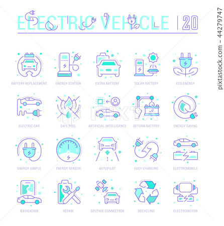 Set Line Icons of Electric Vehicle. 44279747