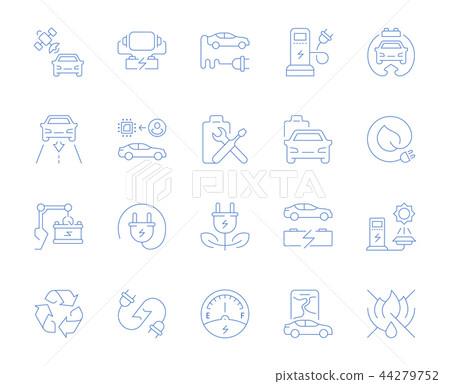 Set Vector Line Icons of Electric Vehicle. Set Vector Line Icons of Electric Vehicle. 44279752