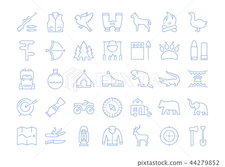 Set Vector Flat Line Icons Hunting - Stock Illustration [44279852] - PIXTA