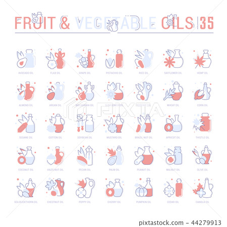 Set Blue Line Icons of Oils. Set Blue Line Icons of Oils. 44279913