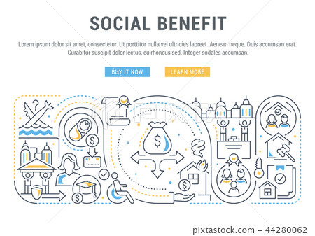 Line Banner of the Social Benefit. Line Banner of the Social Benefit. 44280062