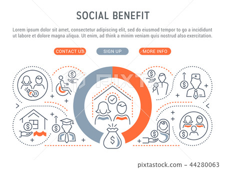 Line Banner of the Social Benefit. Line Banner of the Social Benefit. 44280063