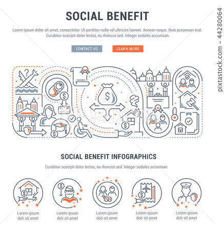 Line Banner of the Social Benefit. Line Banner of the Social Benefit. 44280064