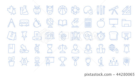 Set Vector Flat Line Icons School Set Vector Flat Line Icons School 44280065