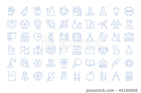 Set Vector Flat Line Icons Science Set Vector Flat Line Icons Science 44280066