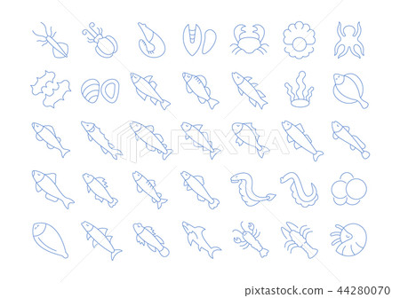 Set Vector Line Icons of Seafood 44280070