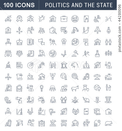 Set Vector Line Icons of Politics and the State. Set Vector Line Icons of Politics and the State. 44280096