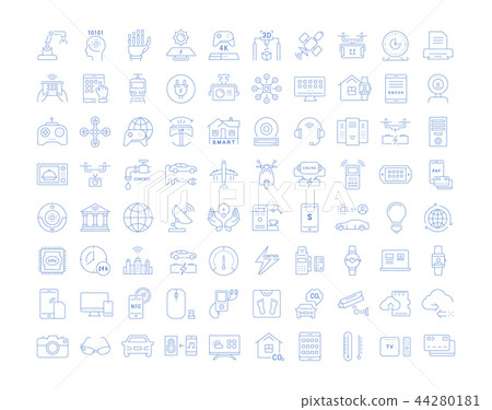 Set Vector Flat Line Icons Technology 44280181