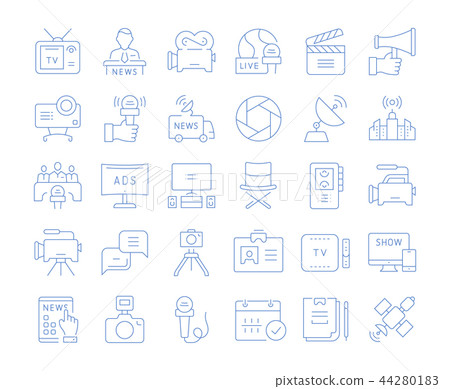 Set Vector Flat Line Icons Television 44280183