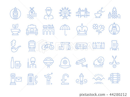 Set Vector Flat Line Icons UK 44280212