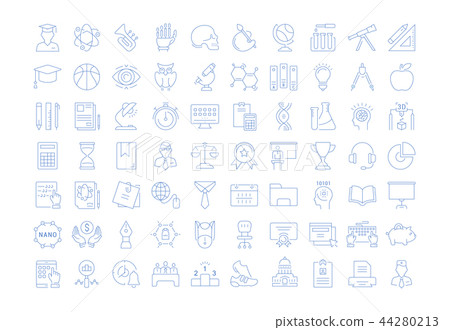 Set Vector Flat Line Icons University Set Vector Flat Line Icons University 44280213