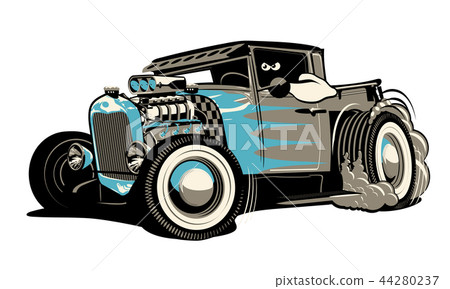 Cartoon Retro Hot Rod Isolated On White Background Stock Illustration