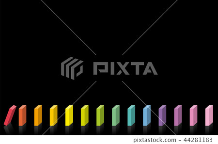 Domino Line Colorful Chain Reaction Row Black Back 44281183