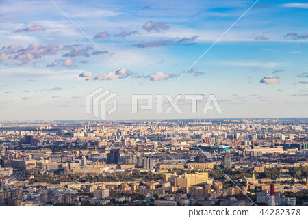 above view of east of Moscow in autumn twilight above view of east of Moscow in autumn twilight 44282378