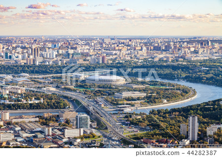 view of Luzhniki arena stadium in autumn twilight view of Luzhniki arena stadium in autumn twilight 44282387