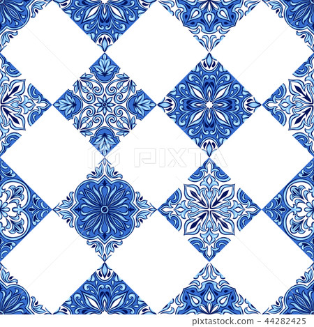 Portuguese azulejo ceramic tile pattern. 44282425