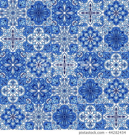 Portuguese azulejo ceramic tile pattern. 44282434