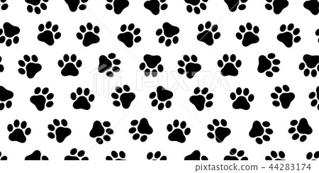 Dog Paw seamless vector pattern foot print kitten Dog Paw seamless vector pattern foot print kitten 44283174