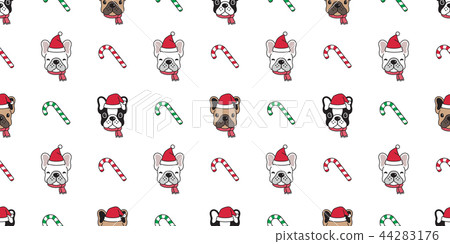 Dog seamless pattern Christmas vector bulldog 44283176