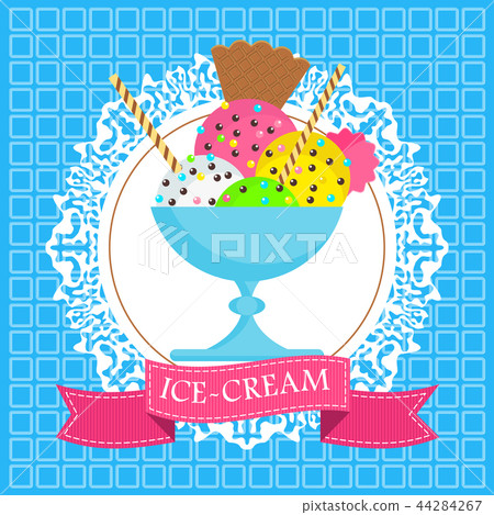 Flat vector Ice cream delicious sweet frozen dessert Flat vector Ice cream delicious sweet frozen dessert 44284267