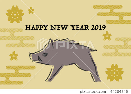 2019 New Year's card Year's cards Illustration Japanese pattern 44284846