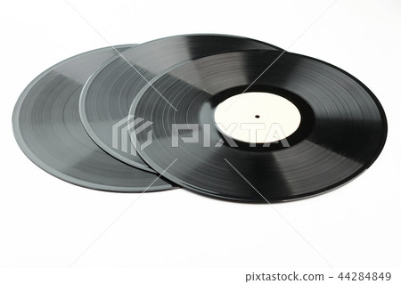 Set of vinyl records over white background. 44284849