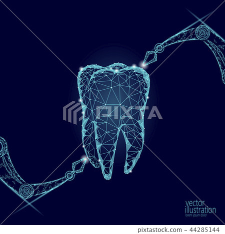 3d tooth innovation robot arm polygonal concept. Stomatology symbol low poly triangle abstract oral 3d tooth innovation robot arm polygonal concept. Stomatology symbol low poly triangle abstract oral 44285144