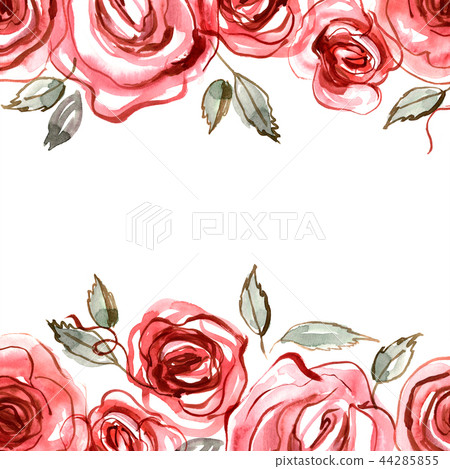 watercolor hand painted roses - 스톡일러스트 [44285855] - PIXTA