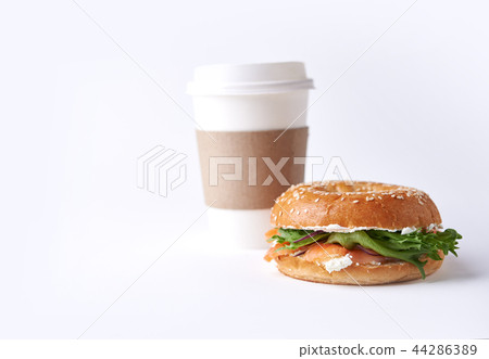 bagel with salmon and cream cheese bagel with salmon and cream cheese 44286389