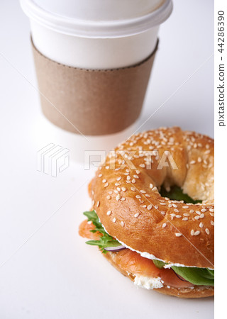 bagel with salmon and cream cheese bagel with salmon and cream cheese 44286390