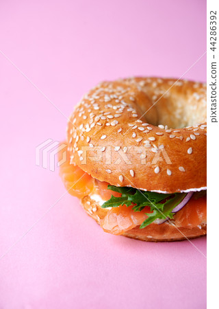 bagel with salmon close up bagel with salmon close up 44286392