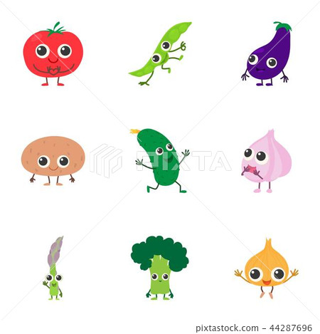 Vegetable garden mix icons set, cartoon style 44287696