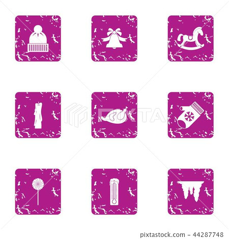 Winter hilarity icons set, grunge style Winter hilarity icons set, grunge style 44287748