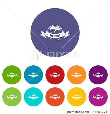 Sleeping bedroom icons set vector color 44287771