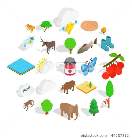 Animal world icons set, isometric style Animal world icons set, isometric style 44287812