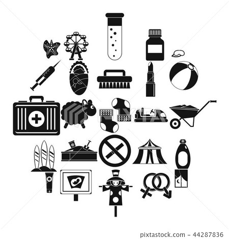 Child health icons set, simple style - Stock Illustration [44287836 ...