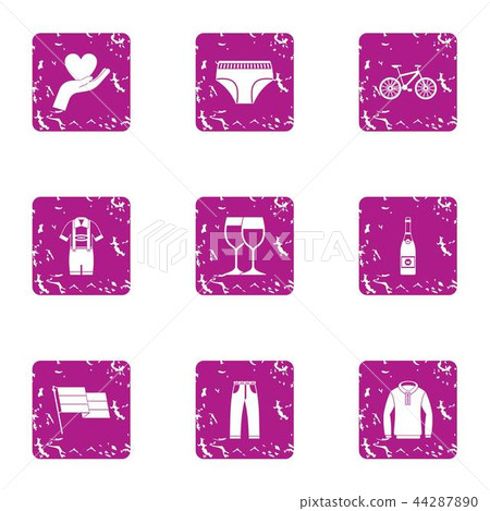 Tryst icons set, grunge style Tryst icons set, grunge style 44287890