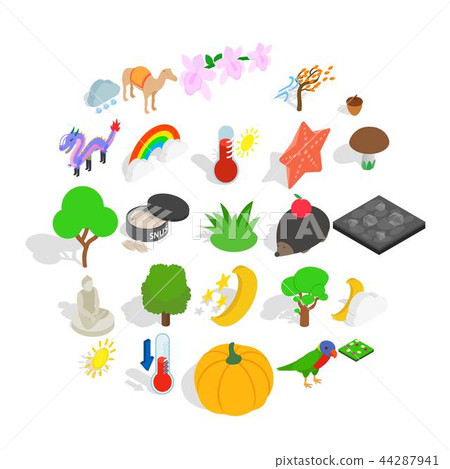 Beast world icons set, isometric style Beast world icons set, isometric style 44287941