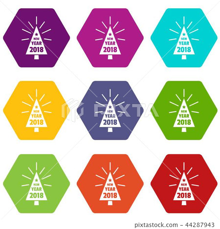 Beautiful christmas tree icons set 9 vector Beautiful christmas tree icons set 9 vector 44287943