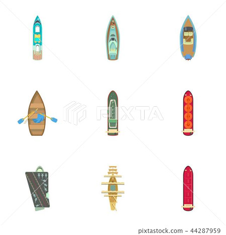 Dinghy icons set, cartoon style Dinghy icons set, cartoon style 44287959