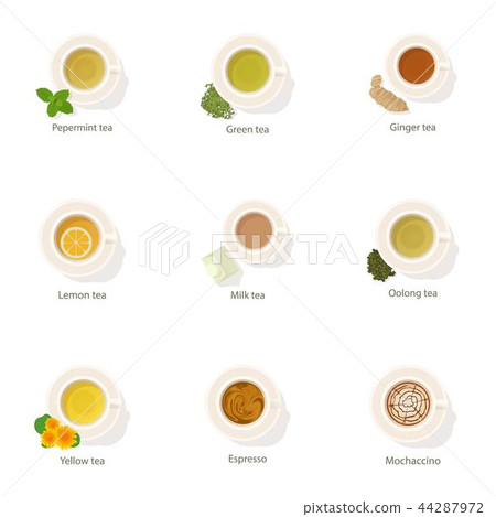 Coffee beverage icons set, cartoon style 44287972