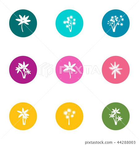 Flower day icons set, flat style 44288003