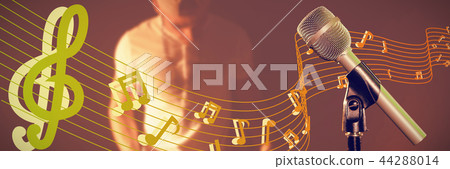 Composite image of close-up of microphone 44288014