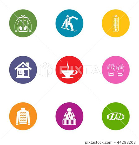 Winter view icons set, flat style 44288208