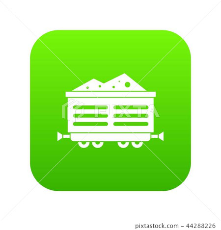 Train waggon with coal icon digital green Train waggon with coal icon digital green 44288226