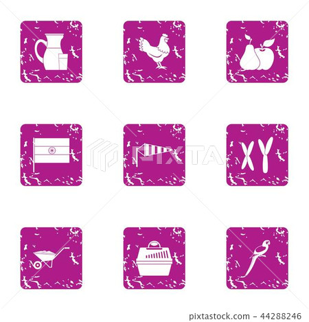 Village food icons set, grunge style Village food icons set, grunge style 44288246