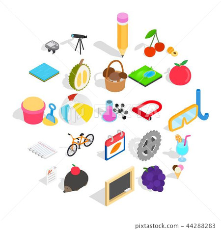 Education of children icons set, isometric style Education of children icons set, isometric style 44288283