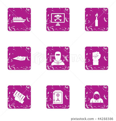 Arrest icons set, grunge style 44288386