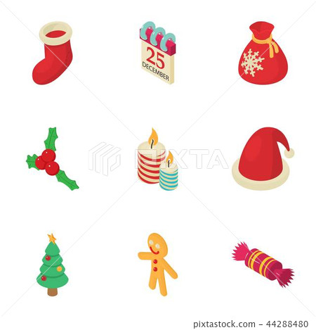 Christmas fellowship icons set, isometric style 44288480