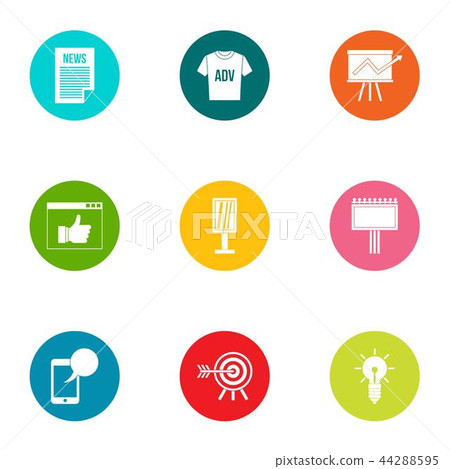 Advertising extension icons set, flat style - Stock Illustration ...
